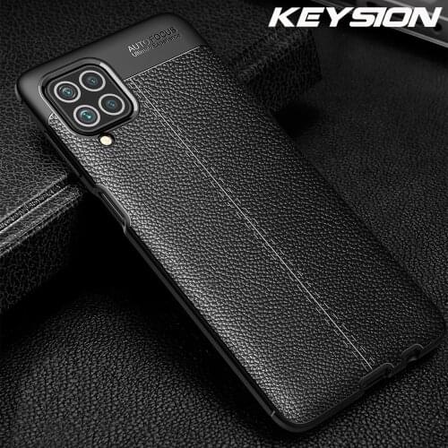 KEYSION Shockproof Case for Samsung F62 F41 luxury leather texture soft silicone Phone Back Cover for Galaxy M62 M51 M31S M31