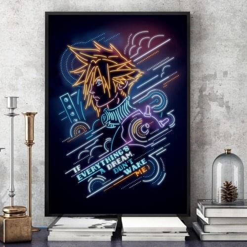 Final Fantasy 7 Game Poster Tifa Cloud and Aeris Canvas Painting Home Decoration Cartoon Movie Poster Wall Art Pictures