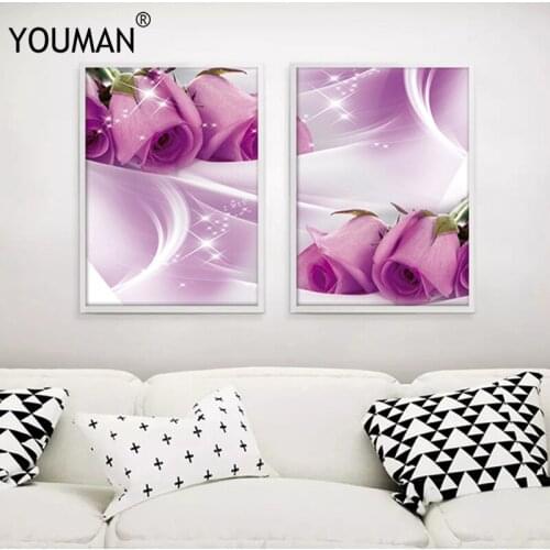 YOUMAN Canvas Rosa Print Posters And Prints Purple Rose Wallpapers Poster For Wall Art Canvas Painting Living Room Decoration
