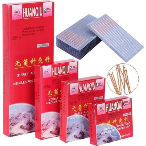 0.30/35/40*100/125/150mm huanqiu Awn acupuncture needle copper handle body massage elongated disposable sterile long needles