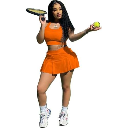 Echoine Sleeveless Crop Top Mini Skirt Shorts Set Sport Yoga Shorts Skirt Fitness High Waist Shorts Female Sportswear Outfits