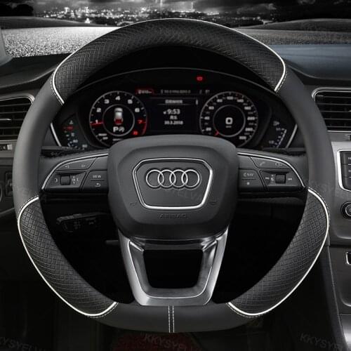 Leather Sport Car Steering Wheel Cover Non-slip for Audi A4L A6L A3 Q2L Q3 Q5L Q7 A5 A7 Auto Accessories