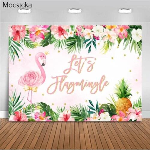 Mocsicka Birthday Party Background Jungle Flamingo Decoration Style Child Portrait Photo Background Photography Studio