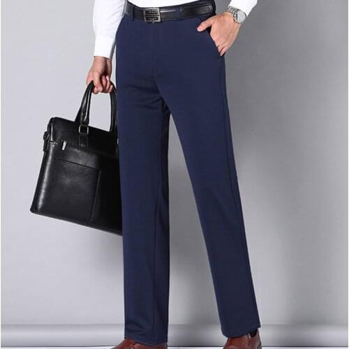 2021 Mens Thin Pants Solid Color Smart Casual Business Slim Fit Stretch Trouser 5 Colors Quality Formal Breathable Trousers