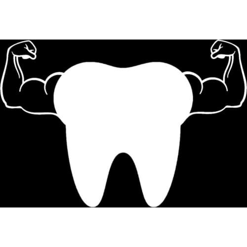 12.8*8.7cm Tooth Arm Bicep Window Decal dentist hygienist Funny Personality Stickers Car Sticker Car Accessories