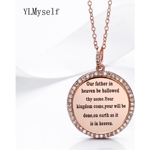 Our father in heaven be hallowed thy name, your will be done, on earth as it is in heaven 925 sterling silver suspension pendant