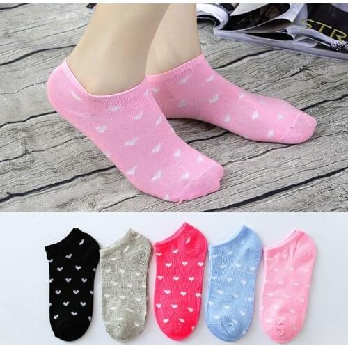 10pieces=5pair Bright Color Women Ankle Socks Heart Solid Colors Cute Boat Socks Womens Lady Girls Art Socks Short Meias Sokken