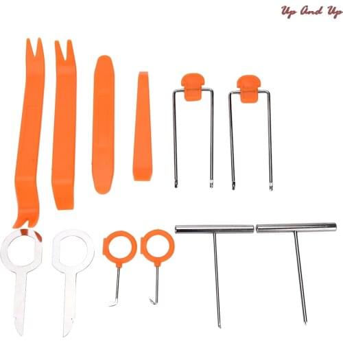 New 12pcs Auto Car Radio Door Clip Panel Trim Dash Audio Removal Installer Pry Tool Yellow color