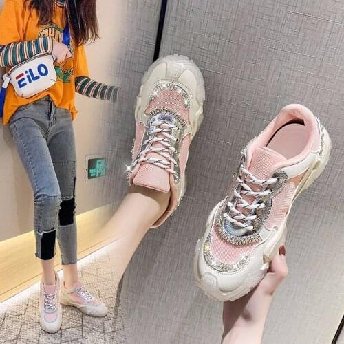 Honeycomb water diamond transparent jelly bottom daddy shoes womens spring 2020 new versatile thick bottom mesh red sports