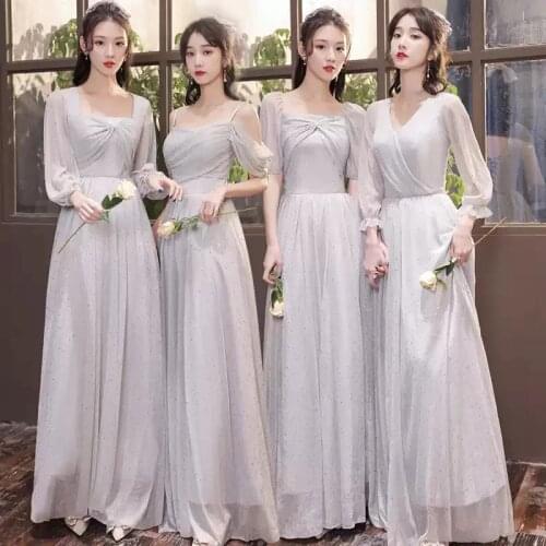 Bridesmaids Dress Illusion Short Strapless Crystal Lace Tulle Spaghetti Straps Floor-Length Luxury Women Wedding Party Gown E608