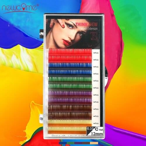 NEWCOME 3D Colorful Individual Eyelash Extension Korea Silk Volume Eyelashes 100% Handmade Natural Long Fake False Eye Lashes