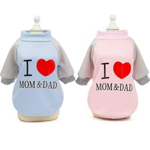 Leisure Dog Shirt Love Dad Mom Pet Clothes Spring Autumn Dog Hoodie Chihuahua Pets Clothing for Small Dogs Costume Pet Products