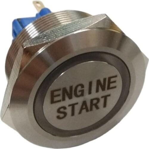 With ENGINE START 30mm stainless steel Reset Momentary 1NO1NC push button switch 12V red ring illum