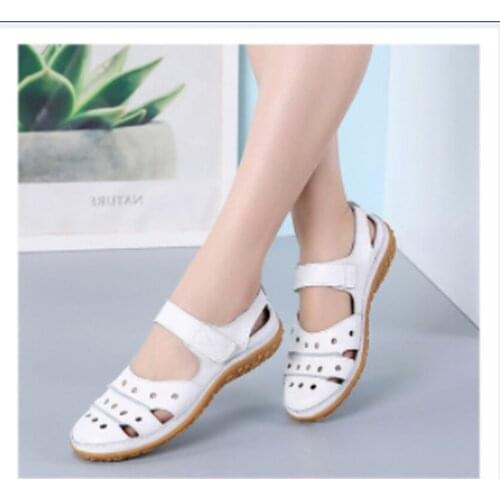 Women Sandals Flats Velcro Casual Cutout Summer Soft Fashion Slip on Ballet Comfort Simple Vacation Walking Ladies Loafers