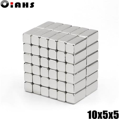 100pcs F10x5x5mm Super Powerful Strong Rare Earth Block NdFeB Magnet Neodymium N35 Magnets F10*5*5mm- Free Shipping