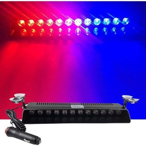 LED Emergency Strobe Light 12V 12W Windshield Dash Dashboard Interior Flash Roof Hazard Warning Light Bar for Car Truck Vehicle