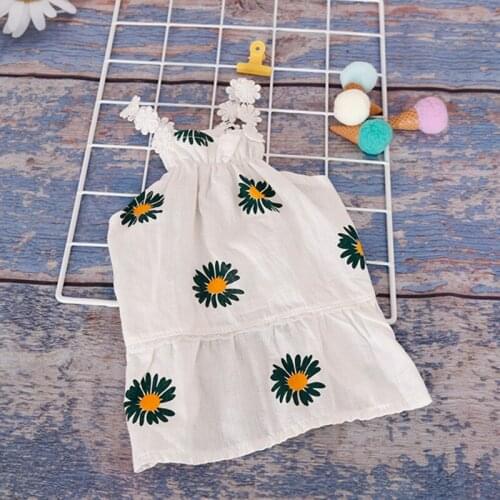 Spring Floral Daisy Dog Dress Skirt Puppy Dog Clothing Soft Dog Clothes Chihuahua For Small Medium Dog Costume H