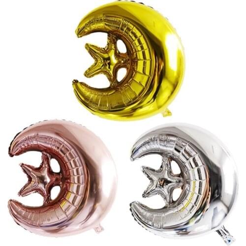 Star Moon Balloons Rose Gold Silver Aluminum Foil Balloon Birthday Party Decoration Moon Globos EID MUBARAK Party Balloon Supply