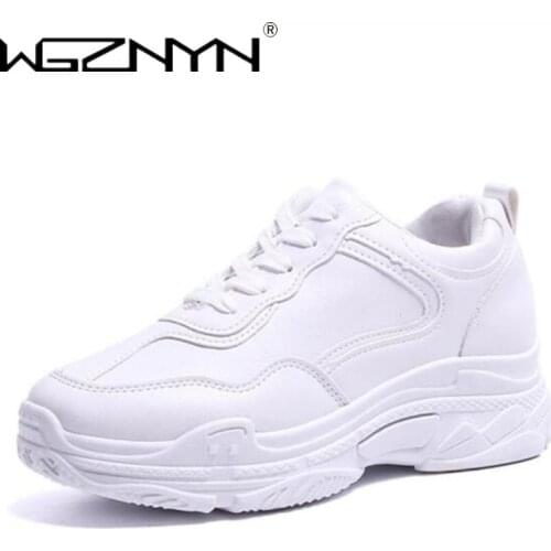 2020 New Autumn Fashion Women Casual Shoes Leather Platform Shoes for Women Sneakers Ladies White Trainers Chaussure Femme Shoes