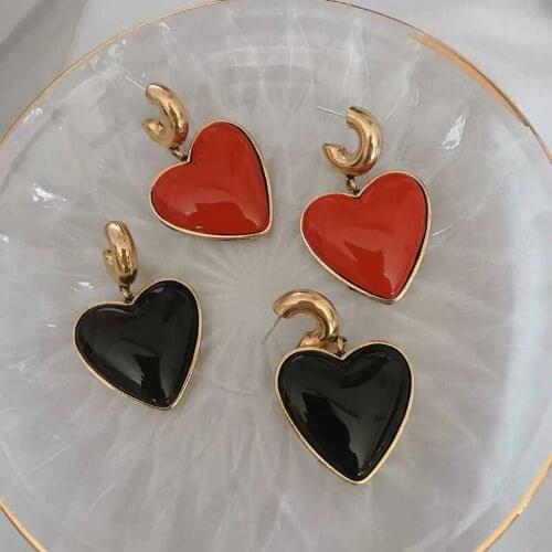 Luxury Enamel Gold Edge Acrylic Heart Stud Earring Bohemian Big Dangle s 925 Needle C Hoop Stud Earring Fashion Women Jewelry