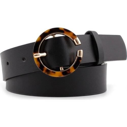 2020 Women Belt Leopard Print Waist Belts Female PU Leather Vintage Black Beige Belts For Ladies Dress Cinturones Para Mujer