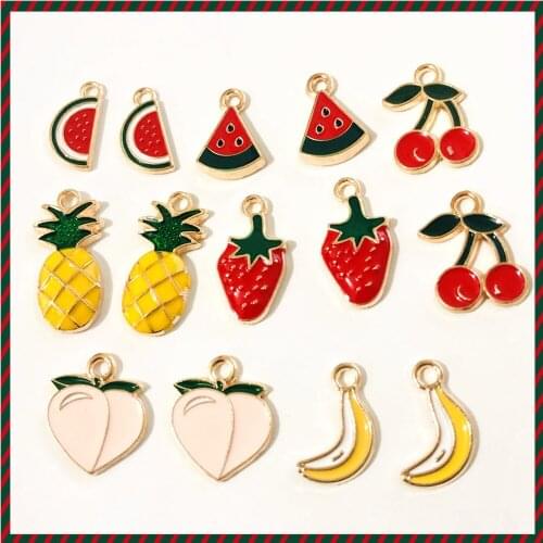 10Pcs Cute Cartoon Fruit Charms Beads for Jewelry Making DIY Cherry Strawberry Earrings Bracelet Neacklace Accessories