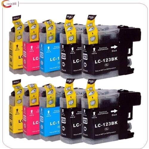 10Pack Ink Cartridges for Brother LC123 mfc-J4510DW MFC-J4610DW Printer Ink Cartridge LC 123 MFC-J4410DW J4710DW printer