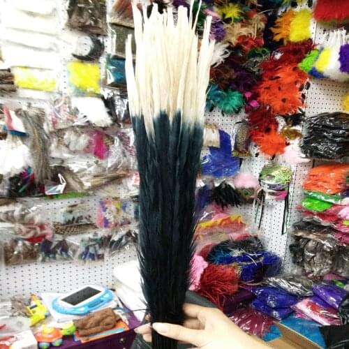 100 Pcs Black and White Double Color Pheasants Feathers 16-18inch/40-45cm Stage Performances Decoration Clothing Accessories