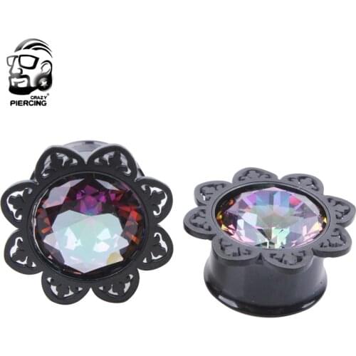 2PCS Acrylic Ear Plugs Tunnels Flexible Earrings Gauges Piercings Silicone Hollow Ear Expnder Stretcher Plugs Body Jewelry