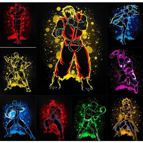 5D DIY Diamond embroidery Game fightingPeople Portrait diamond painting Cross Stitch Poster Square drill mosaic Cartoon anime