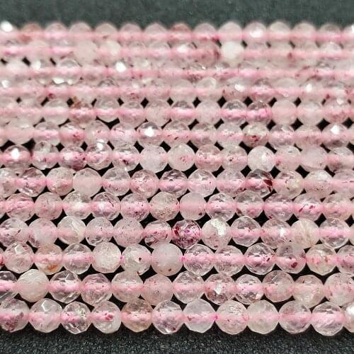 Natural Stone Loose Beads Beaded 3mm Pink Crystal Round Faceted Bead Making DIY Bracelet Necklace Earrings Jewelry Accessories