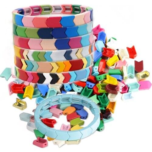 JUWANG 10 pcs\lot Enamel Tile Beads Bohemia Jewelry Accessories Arrow Rainbow Paint Loose Strand Beads For DIY Bracelets Making