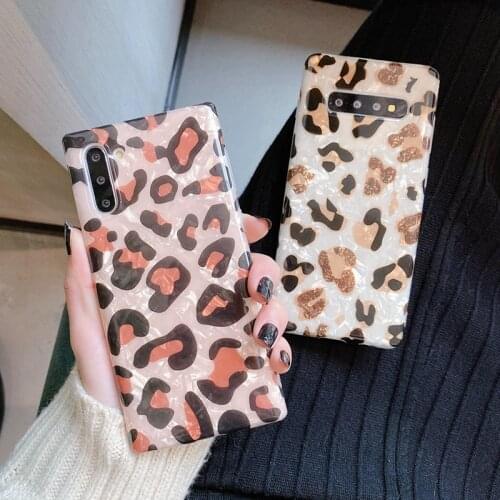 Fashion Leopard Print Bling Crystal Shell Soft TPU Phone Case Cover For Samsung Galaxy Note 10 9 8 S20 Ultra S10 S9 S8 Plus S10E
