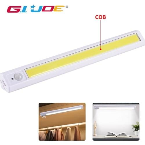 COB solar lights indoor Solar Lamp Powerful PIR Motion Sensor light with magnetic for Wardrobe or desk use 4*AA battery