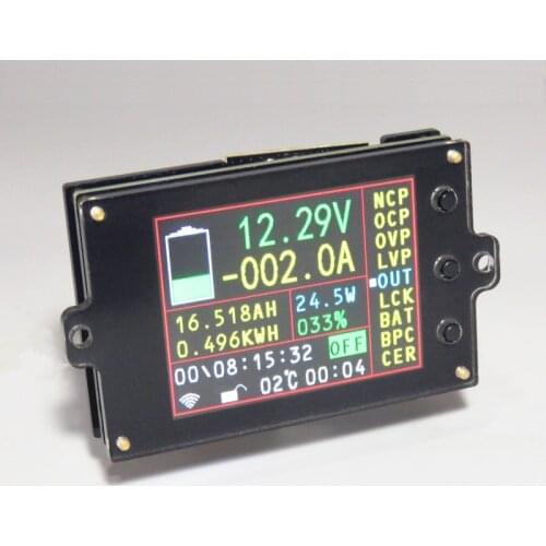 Colorful lcd display Battery Coulomb counter DC voltage , ampere, watt,capacity,energy W AH meter multifunction DC energy meter