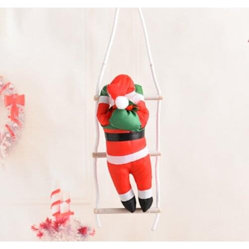 Santa Claus Climbing Stairs Christmas Tree Decoration New Year Ornament Santa Claus Giving Gift Hangings With Stair