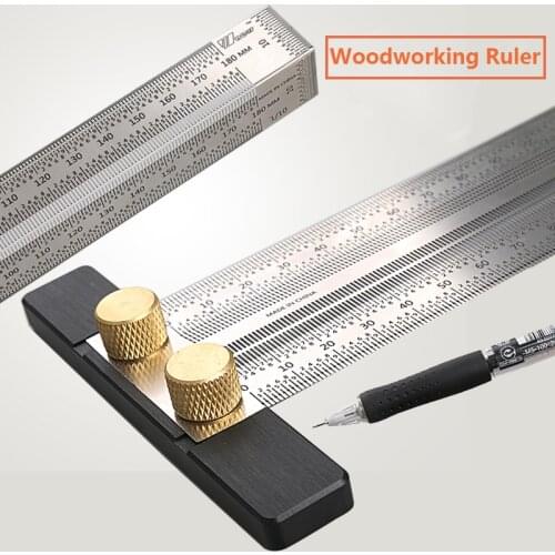 Woodworking Scribe Marking Line Gauge T-Type Ruler Square Miter 90 Degree Gauge Measuring Gauging Carpenter DIY Tool
