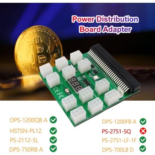 Mining 1200W Server PSU Power Supply UnitBreakout Board Adapter with 12 Ports PCIe 6-Pin for DPS-800GB 1200FB 1200QB A