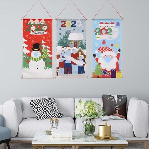 Home Christmas Banner Window Door Wall Hanging Flag Christmas Holiday Decoration