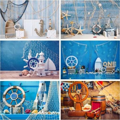 Yeele Sea Ocean Theme Ship Boat Pirate Starfish Shell Seaside Beach Baby Birthday Backdrop Photography Background Photo Studio