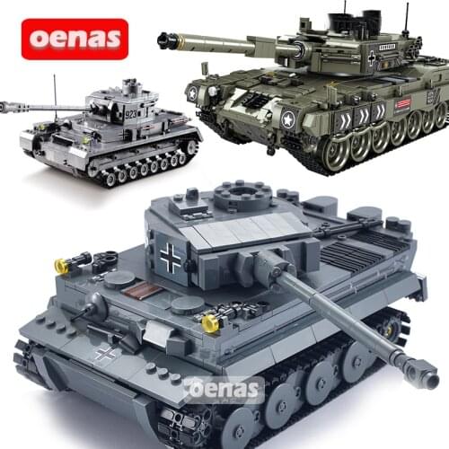 Military Large Tiger Panzer Tank Model Building Blocks Weapon WW2 Tank Army Action Figure Educational Bricks Children Toys gift