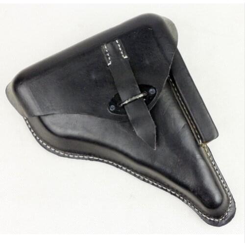 WWII WW2 GERMAN ARMY LEATHER WALTER P38 HARDSHELL HOLSTER BLACK WORLD WAR II SOLDIER MILITARY WAR REENACTMENTS EQUIPMENT