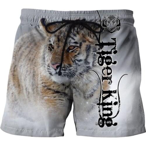 Beautiful Tiger Pattern 3D All Over Printed Mens Shorts Unisex Streetwear Shorts Summer Beach Polyester Casual Shorts DK05