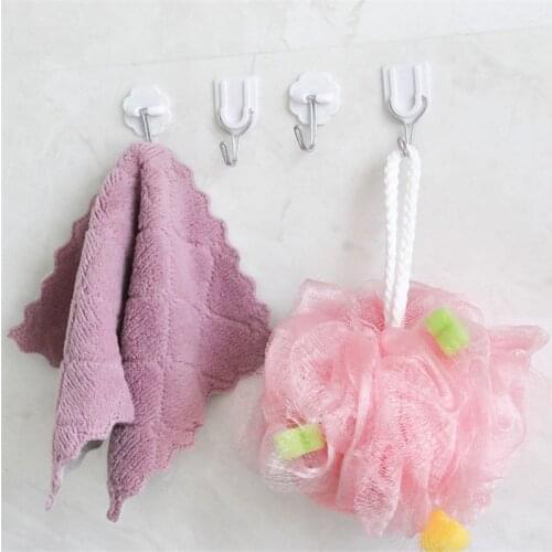 1/5/10Pcs Wall Hooks Waterproof White U Self Adhesive Reusable Seamless Hanging Hook for Kitchen Bathroom Office