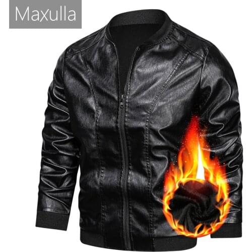 Maxulla Autumn Mens PU Jackets Casual Warm Motorcycle Leather Jacket Male Outdoor Slim Fit Biker Leather Coats Mens Clothing