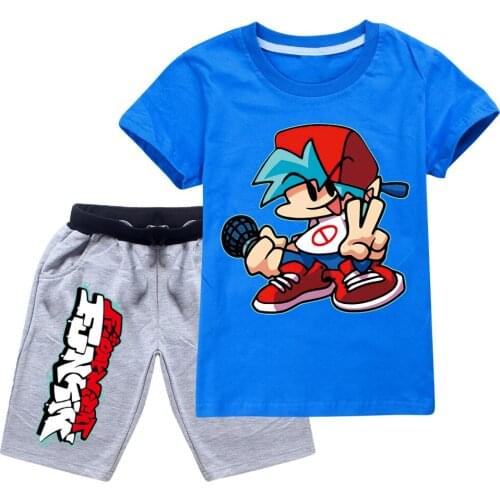 Summer Suit Cartoon Childrens T-Shirt + Shorts Boys' Girls' Clothes Casual Fashion Sports Sets Comfortable Friday Night Funkin