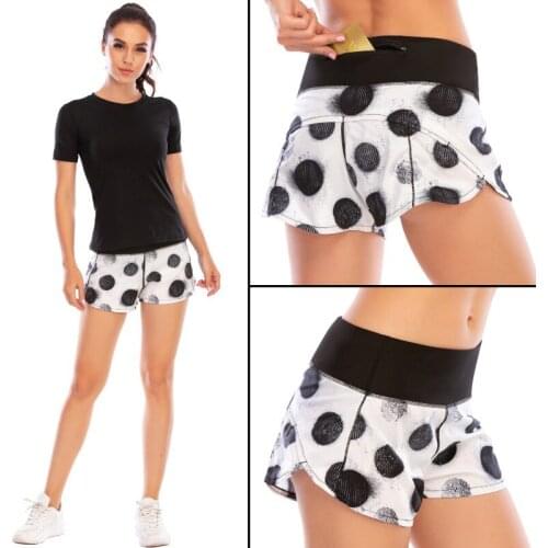 2021 Summer New Womens Yoga Fitness Shorts Sport Irregular Print Quick-dry Gym Yoga Athletic Beach Shorts Running Workout Pants