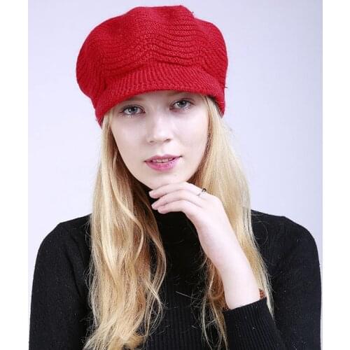 Fashion Knitting Solid Color Thicken WomenS Winter Hat Keep Warm Casual Tide Rabbit Hair Beanie Hat Adult Cap