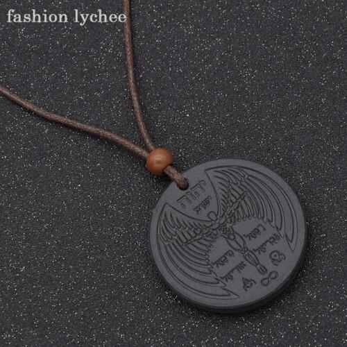 Fashion lychee Natural Stone Archangel Scalar Bio Energy Quantum Pendant Necklace Rope Chain Unisex Necklace Jewelry