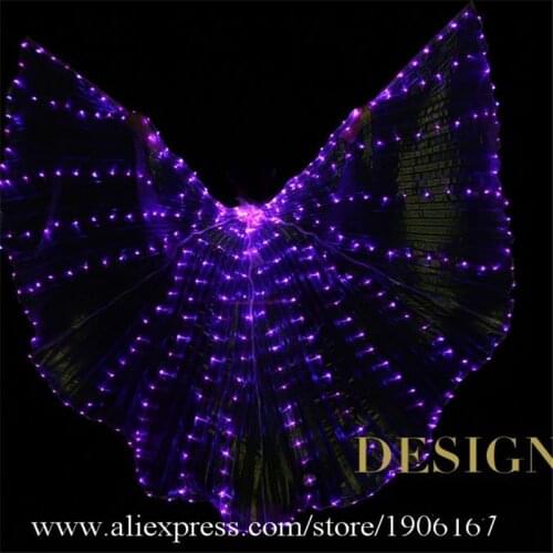Fashion LED Luminous Illuminated Light Up Belly Dance Cloak Wings Stage Performance Props Party Halloween Dress